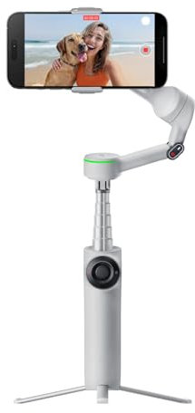 Insta360 Flow 2 Pro Vlog Bundle Gray - Foldable AI Phone Gimbal, Track in 200+ Apps With Apple DockKit, 360º Pan Tracking, Built-In Tripod/Selfie Stick, Remote Control, Spotlight/Backpack Mount