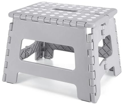 EasySpeed Taburete Plegable Cocina o Baño, Escalera Pequeña, Taburete Infantil, Capacidad de Carga 150kg Banqueta, Escalón para Adultos y Niños, Gris(29 * 22 * 27cm)