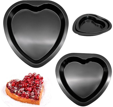 TULEBOLIAN Set di 2 tortiere a forma di cuore, con strato antiaderente, per San Valentino, Natale, compleanni e matrimoni (22,9 cm e 27,9 cm)