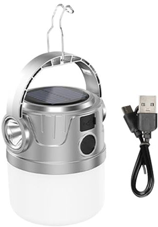 Lampes de Camping Solaires - Lanterne LED Portable Rechargeable à Énergie Solaire - Torche Étanche avec Affichage Numérique pour Pêche, Garage et Randonnée