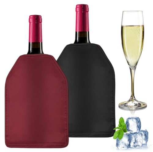 Uppsättning av 2 vinkylare manschett vattenavvisande nylon – vinkylarfodral för vin återanvändbar flaskkylare för champagne, vinflaskkylare kylmanschett för flaskor i standardstorlek