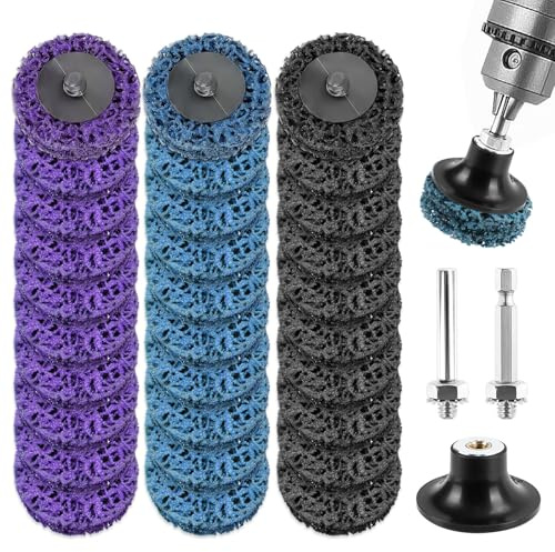 30 Stück CSD Scheibe Schleifscheibe 50mm Schleifaufsatz für Akkuschrauber Schleifen, Grobreinigungsscheibe Reinigungsscheibe Set für Bohrmaschine von Farbe, Rost, Oxidation Reinigen Entfernen