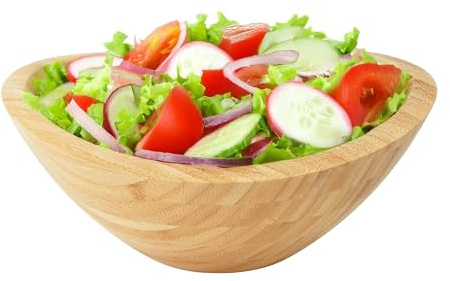 Relaxdays Ensaladera, bambú, Ovalada, HxBxT: 12 x 29 x 27,5 cm, Fuente para ensaladas, Snacks, frutero, Natural