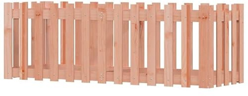 Bancal de madera maciza de Douglas (sin tratar), 150 x 50 x 50 cm, con diseño de valla de listones, duradero y natural para jardín, balcón o terraza, solución práctica para jardinería que ahorra