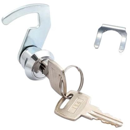 Ticha Cerradura para cajón portamonedas para sistemas TPV, cerradura de leva de 16 x 13,7 mm con 2 llaves, universal para cajas registradoras, cajas de herramientas y armarios.