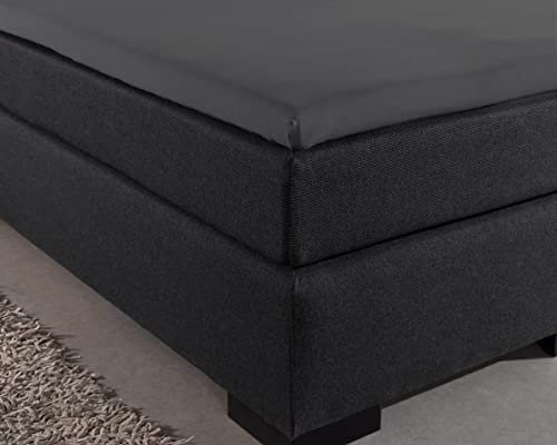 Sleeptime Spannbettlaken Topper Boxspringbett - 100% Baumwolle - Bettlaken fur Topper bis 10cm - Feuchtigkeit absorbierend und temperaturausgleichend - Anthrazit - 180 x 200 cm