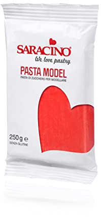 Saracino Pâte à Sucre Model Rouge à Modeler de 250 g sans Gluten Made in Italy