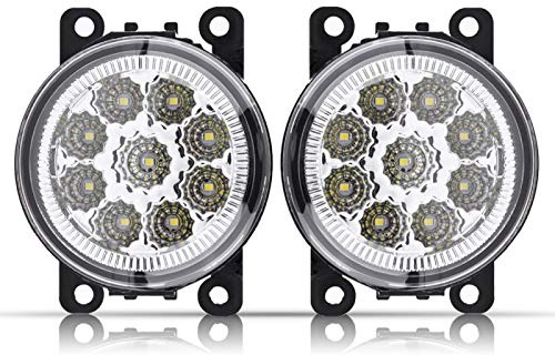 Qiilu 9 LED Lámpara de niebla delantera redonda para automóvil DRL Luz de circulación diurna(blanco)