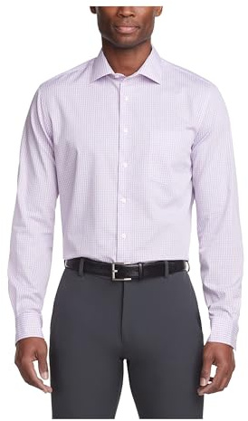 Van Heusen men's Regular Fit Flex Collar Check Dress Shirt, Soft Lilac, 17.5 Neck 34 -35 Sleeve X-Large US
