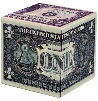 Speed Cube 3x3 One-Dollar Notes/Bill Back Pattern Magic Cube Puzzle,IQ Games Puzzles Relief Effect Kids Adult Toys,5.6cm/2.2