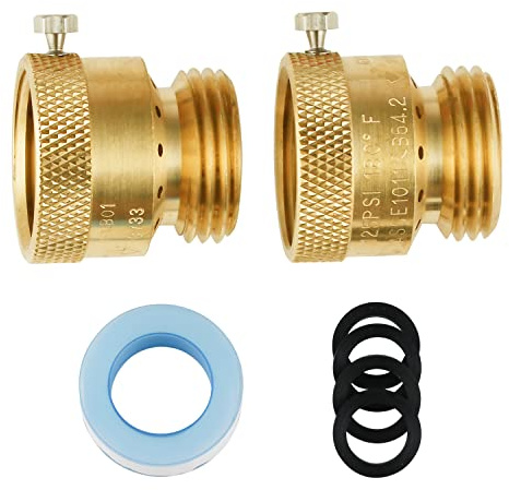 SUNGATOR 2-Pack Hose Bib Backflow Preventer, 3/4 Inch GHT Vacuum Breakers Outside Faucet, Hose Bib Anti-Siphon Valve for Outdoor Faucet, Brass 3/4'' Garden Hose Bib Anti-Backflow Preventer