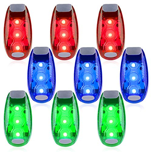 9 Pack Led Safety Light, Safety Light, High Visibility Strobe Running Lights Used for Bicycle, Walking Etc. Clip-On Running Lights Clip to Clothes Strap to Wrist, Bike Or Anywhere(Red/Blue/Green)