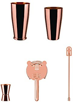 Alessi Set Shaker Boston RAME, Edelstahl 18/10,Glas, Mehrfarbig, One Size