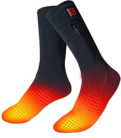 LPCRILLY Wiederaufladbare elektrische Heizsocken, Fußwärmer Heizsocken für Männer und Frauen, Thermosocken Motorrad- und Fahrradfahren,Camping, Wandern,Fischen,Skifahren im kalten Winter M