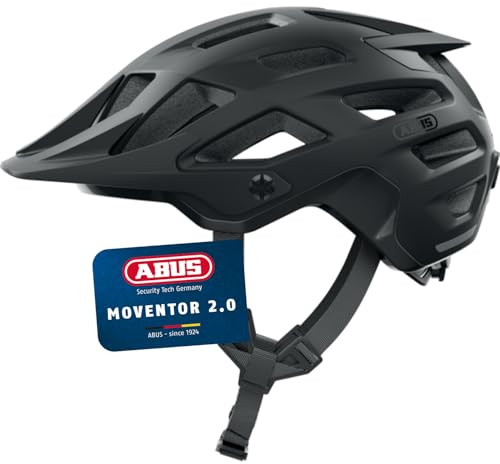 ABUS MTB-Helm Moventor 2.0 - komfortabler Fahrradhelm fürs Gelände - All-Mountain-Helm - für Damen und Herren - Schwarz Matt, M