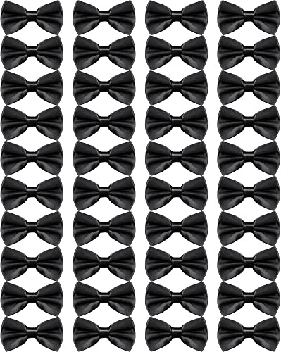 JaGely 40 Pcs Men's Bow Ties Pre Tied Tuxedo Formal Adjustable Clip On Bow Satin Bowtie for Men Costume Wedding Party(Black)
