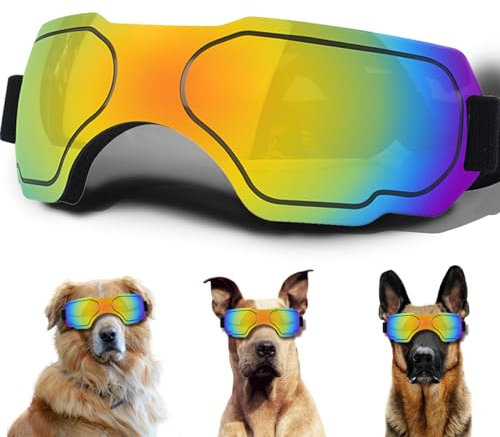 NICERINC PET Große Hundesonnenbrille, Hundebrille mit verstellbarem Riemen, UV-Schutz, winddicht, für große Hunde, Haustierbrillen, Augenschutz