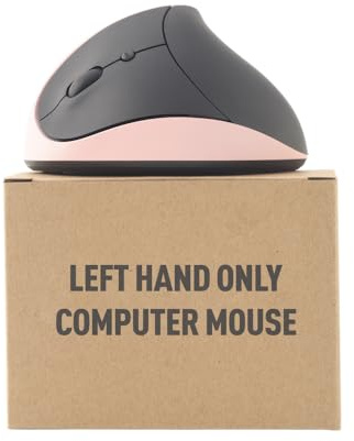 Urby Mouse per mancini wireless, ergonomico, verticale, anche come mouse da gioco per mancini, compatibile con Windows/macOS/iPadOS, laptop, PC. [Batteria inclusa] (rosa)