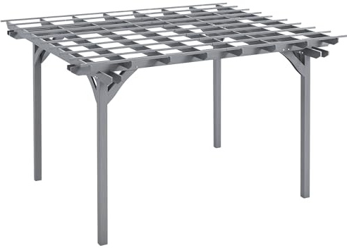 Outsunny 12' x 10' Outdoor Pergola, Wood Grape Gazebo for Climbing Plant Support, Garden, Patio, Backyard, Deck, Gray