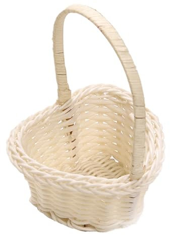 Cestino per fiori bianco, piccoli cesti intrecciati, cesto per fiori in vimini, cesti per matrimonio per la decorazione della casa