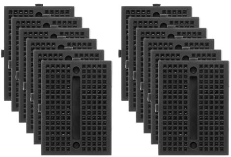 PATIKIL 12pcs Mini Breadboard, Solderless Breadboard Small Breadboard 170 Tie Points Prototype PCB Bread Board Electronics Kit Self Adhesive Plates, SYB-170, Black