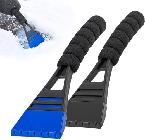 Oziral Eiskratzer Auto, 2 Stück Auto-Eiskratzer, Eiskratzer, Schneekratzer, ergonomischer Rutschfester Griff, geeignet für Auto-Windschutzscheibe, Seitenfenster, Rückspiegel