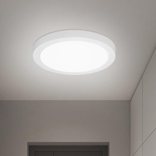 cupgow LED Plafoniera Piatta Rotonda - Lampada da Soffitto 18W Lampada da Corridoio Bianco Freddo 5000K IP44 Lampada da Corridoio per Interni Moderna per Soggiorno Bagno Cucina Corridoio Balcone Ø23cm