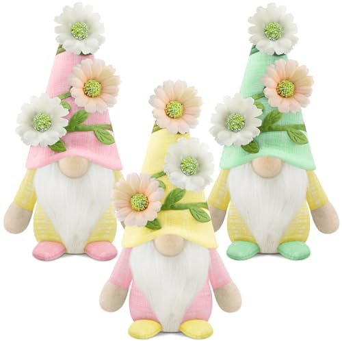 Gehydy Decorazioni Primavera Gnomi Set di 3 Pasqua Gnomo Floreale Peluche Home Decor per Casa Cucine 22cm