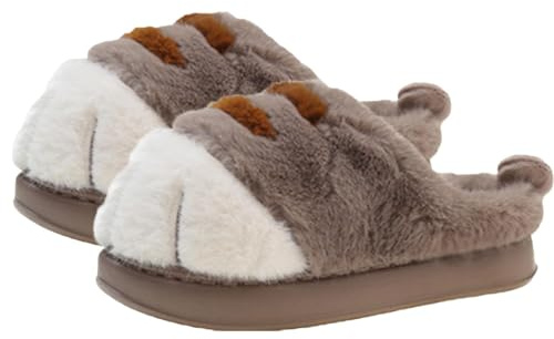 Cat Paws slippers women,Women's Slippers,Ladies House Slippers,Fluffy Slippers,Non Slip Indoor Outdoor Home Slippers (grey, UK Footwear Size System, Adult, Women, Numeric Range, Medium, 5.5, 6)