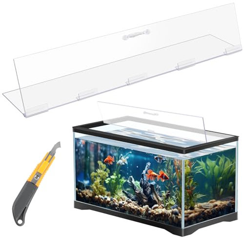 Sieral Aquarium Polycarbonate Canopy Set 35.13 x 17.13 x 0.12 Inch for 50/65/84 Gallon Without Center Brace Aquariums Cover Fish Tank Lid with a Hook Knife, Clear
