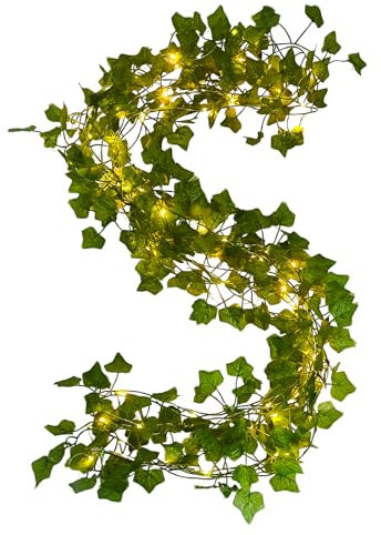 CYIOU Ghirlanda di Edera Artificiale Luci a Corda 33 Piede/10M 100 Luci LED Edera Ghirlanda Luminosa Luci Decorative Interno per Balcone Finestra Giardino Matrimonio este Decorazione(senza batteria)