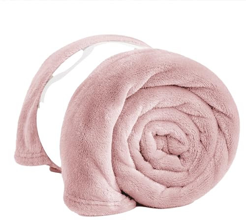 PRIME LINENS Fleece Blanket Reversible Throw for Sofa - Faux Fur Bed Blanket Lightweight Cozy Throw for All Seasons, Perfect for Bed Couch Camping & Travel (Pink, 150 x 200 Cm)
