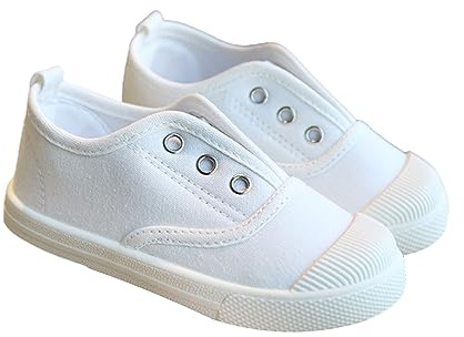 Zapatos de lona para niña, unisex, zapatillas de deporte para niños, zapatillas de deporte para niñas, transpirables, antideslizantes, para caminar al aire libre, fitness, interior, Blanco, 30 EU