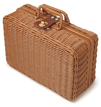 Boîte Cadeau en Osier avec Poignée, Coffret de Rangement en Rotin Tressé, Panier Pique-Nique Vintage Tissé à la Main, pour Pique-Nique, Camping, Mariage, Décoration (Marron)