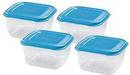 GIO'STYLE Set di 4 Contenitori Ermetici per Alimenti - 0,25L - Made in Italy - Quadrati - Adatto a Frigorifero, Freezer, Microonde - Linea Ermetici