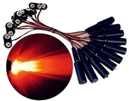 10 Pack, LED 9 Volt Battery Operated Micro Effects Lights flame orange for Scenery Props