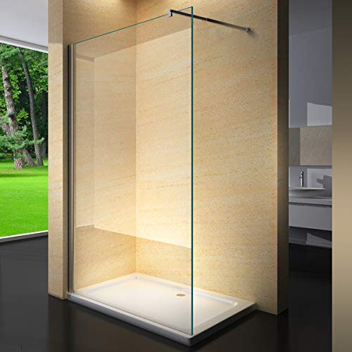 Yellowshop - Parete Doccia Fissa Walk In Cristallo 8 MM Trasparente O Puntinato Opaco Box Cabina Bagno Misure Cm 70 80 100 120 140 (Cm 140, TRASPARENTE)