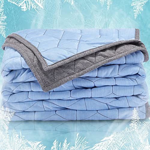 SLEEP ZONE Cooling Blanket for Hot Sleepers Twin Size (60x80 inches), Dual-Sided Cool Summer Blanket Lightweight Cozy Bed Couch Throw Blanket Machine Washable (Blue+Grey)
