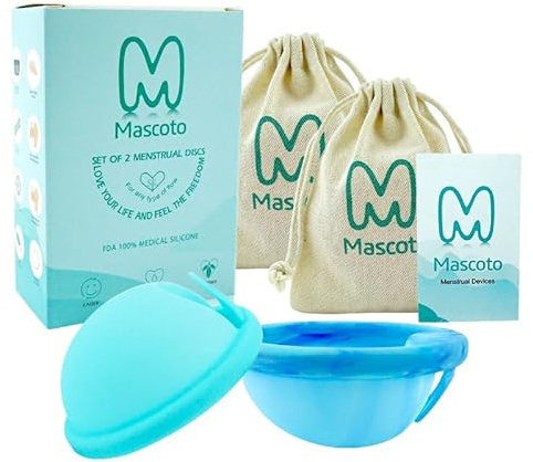 Set of 2 Menstrual Discs, Reusable, Sustainable & Ultra Comfortable. Alternative to Tampons, Menstrual Cups & Pads, Leak Proof & Mess-Free Period Sex (Includes Small & Large Sizes) by Mascoto®