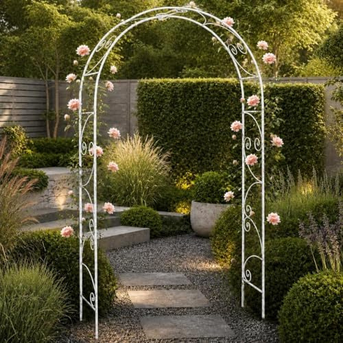 DanDiBo Arco para rosas de metal estable galvanizado, macizo, 120 cm, arco 96518, resistente a la intemperie, arco redondo, arco de jardín, galvanizado en caliente
