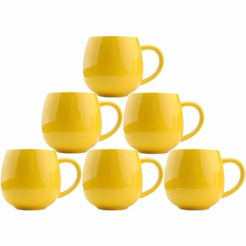 superyes Lemon Yellow Coffee Mugs Set of 6 for Latte Cappuccino Cup Ice Cream Hot Chocolate 12oz