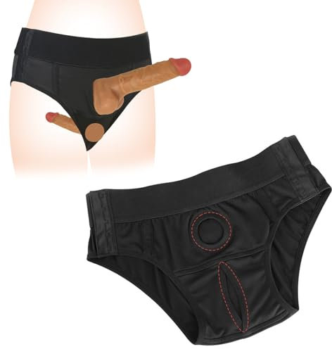 AMZII Doppeldildo Strapon Sexy 2-IN-1 Unisex Panty Einstellbar,Strap on Umschnall für Frauen Männer Lesbian,Strapon-on Frauen Umschnalldildo Harness für Dildo Saugnapf Dildos,SHosen UnterwäSche (A)