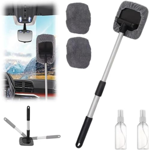 Yiokii Windshield Wow – Nettoyant magnétique extensible pour vitres de voiture avec tampons en microfibre réutilisables et vaporisateurs (1 lot)