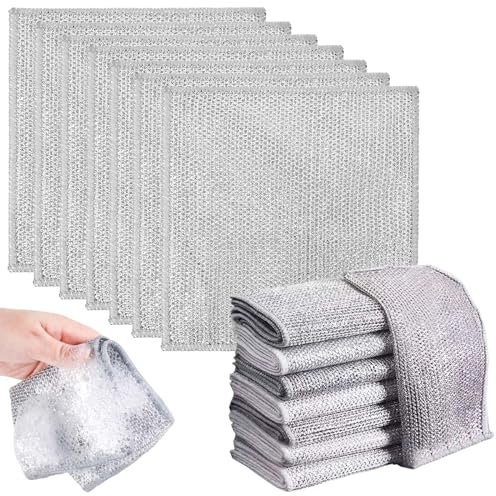 ZOCONE 15 Piezas Paños de Alambre Multiusos Limpieza Reutilizable Trapos para Lavar Platos, Doble Espesor Paño de Limpieza de Malla de Alambre Multifuncional Paño De Cocina Trapo de Limpieza