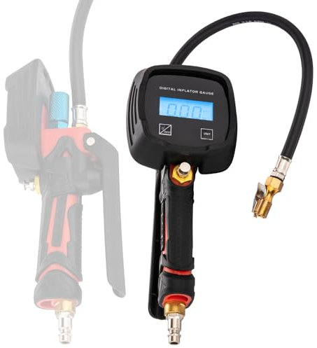 ORAZIO Digital Tyre Inflator Pressure Gauge with LCD Display 230 PSI Tire Inflator Gauge Air Chuck Compressor Accessories for Heavy Duty Car Motorcycle Bicycle