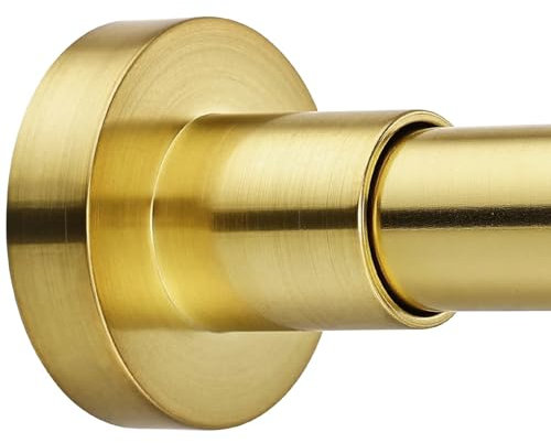BRIOFOX Shower Curtain Rod Adjustable 18-64 Inch, Spring Tension Shower Rod No Drilling Non Slip, Brushed Gold