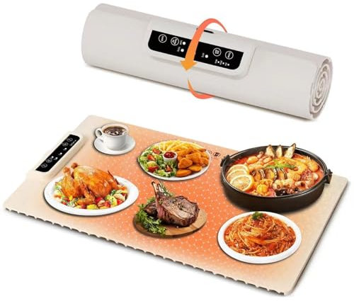 Piastra riscaldante elettrica in silicone, pieghevole, con 3 temperature regolabili e timer per buffet, feste, ristoranti o scongelamento