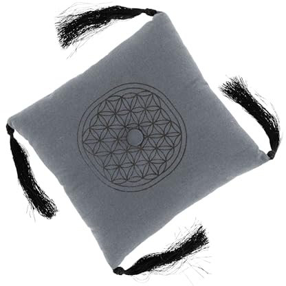 NKlaus 15cm Klangschalenkissen mit Quasten – Quadratisch, dunkelgrau und robust, ideal für Klangschalen und Zeremonien, sorgt für einen festen Halt und angenehme Schwingungen 16545