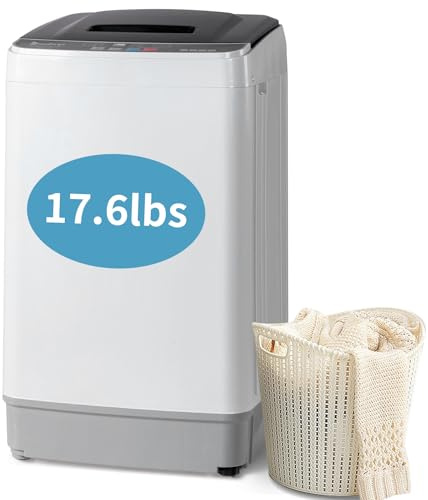 Winado Full Automatic Washing Machine, 17.6Lbs Top Load Portable Washer with Drain Pump, 10 Wash Programs 8 Water 2 in 1 Washer and Dryer for Apartments, RV, Camping