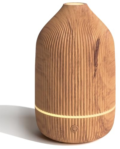 SALUBRITO Aroma Diffuser, 100ml Holzkorn Diffusor für ätherische Öle, Ultraschall Aromatherapie Diffuser, Klein Diffuser für Zuhause Büro Yoga, Geschenk für Frauen